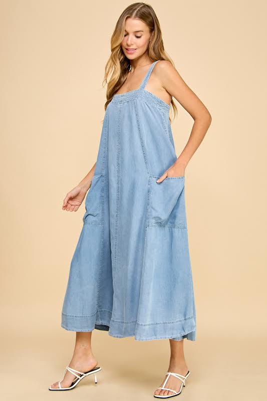 Millibon Tencel Stitch Detail Maxi Dress