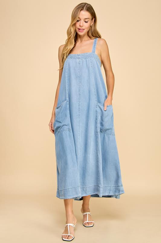 Millibon Tencel Stitch Detail Maxi Dress