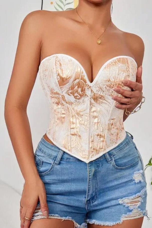 Oh Yes Elegant Baroque Floral Bustier Corset Top