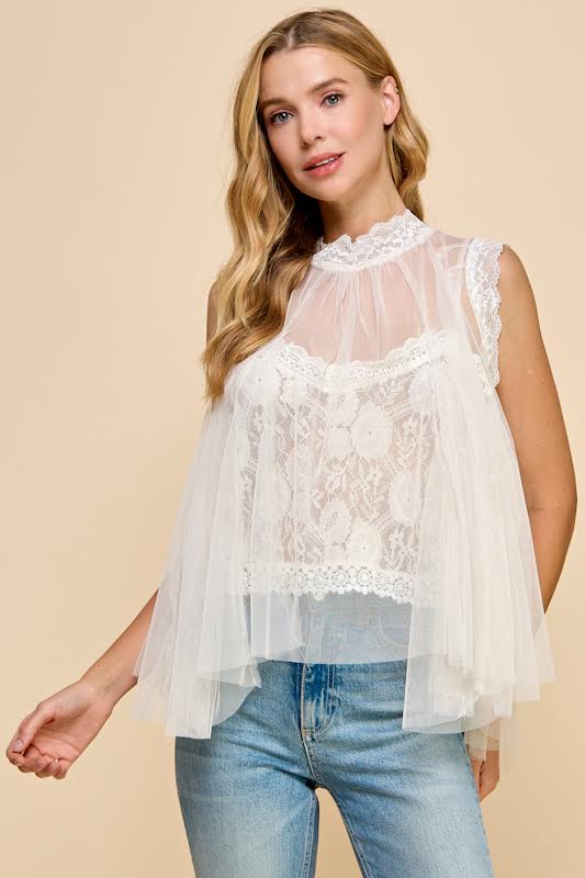 Millibon Mesh Overlay Goddess Lace Top
