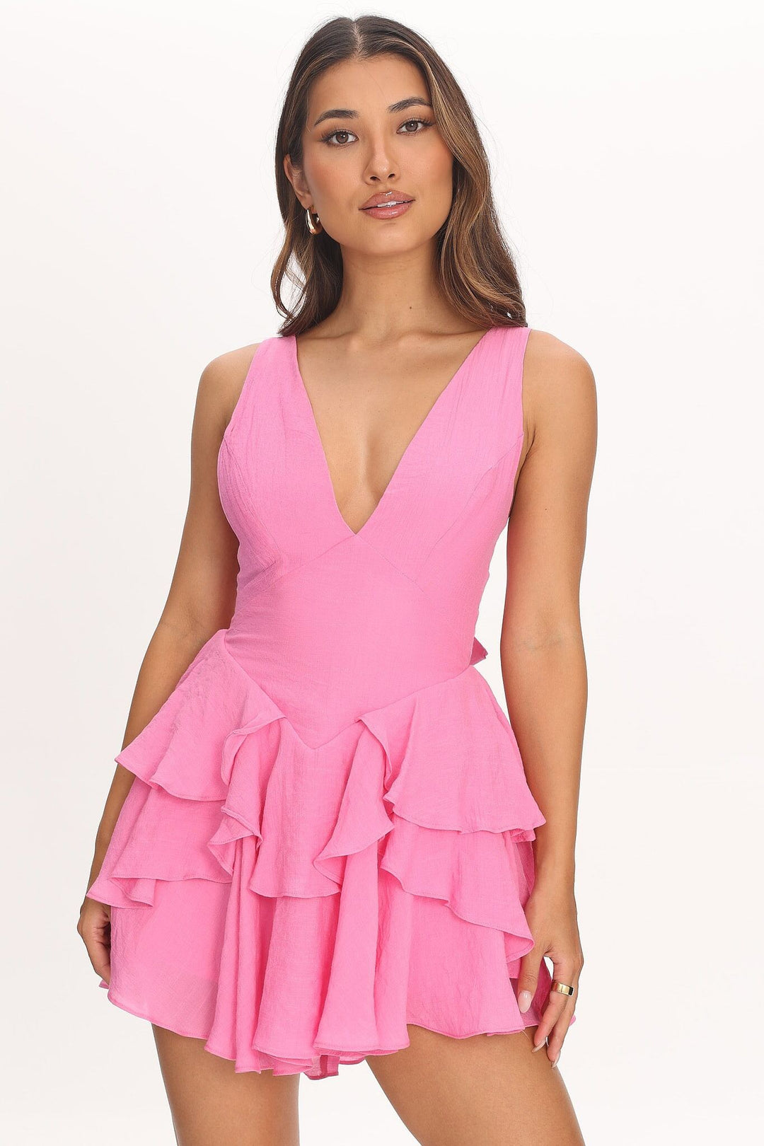 One & Only Thick Strap Tie Back Ruffle Skirt Dress