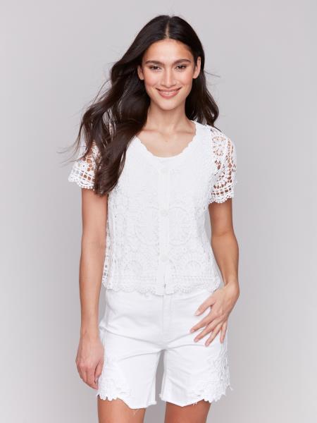 Charlie B Short Sleeve Crochet Bolero