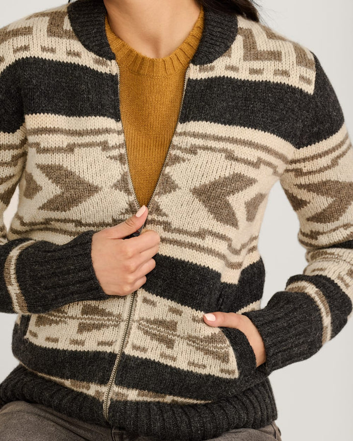 Pullover mit Pendleton-Grafik und Shetland-Reißverschluss