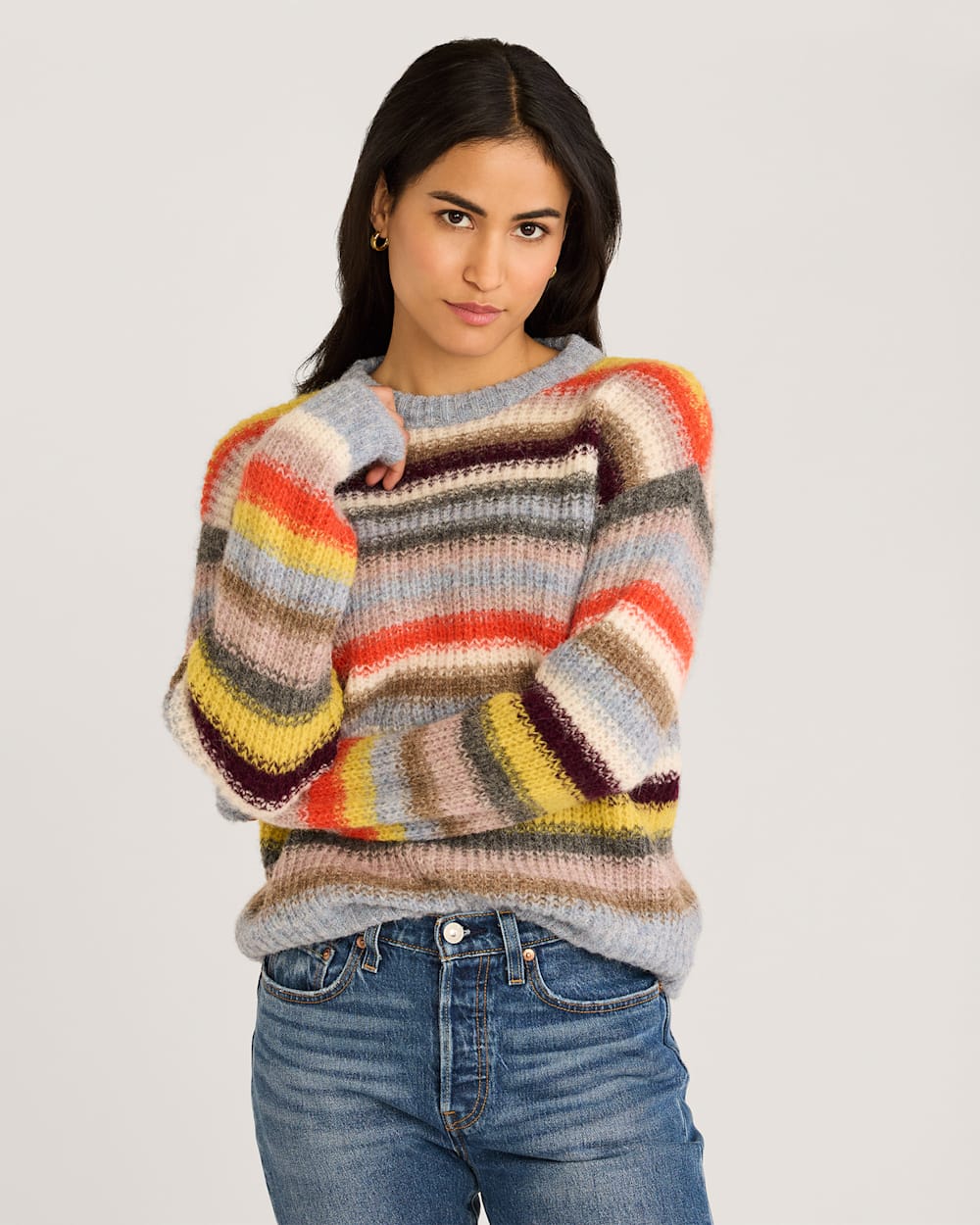 Pendleton Alpaca Shaker Stripe Crewneck Pullover Sweater