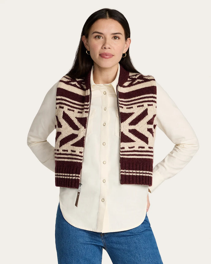 Pendleton Graphic Wool Zip-Up Sweater Vest