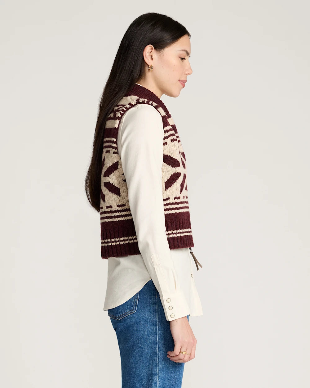 Pendleton Graphic Wool Zip-Up Sweater Vest