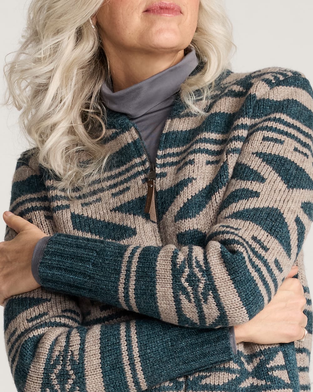 Pendleton Graphic Wool Zip-Up Sweater