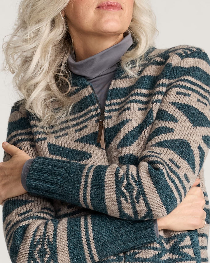Pendleton Graphic Wool Zip-Up Sweater