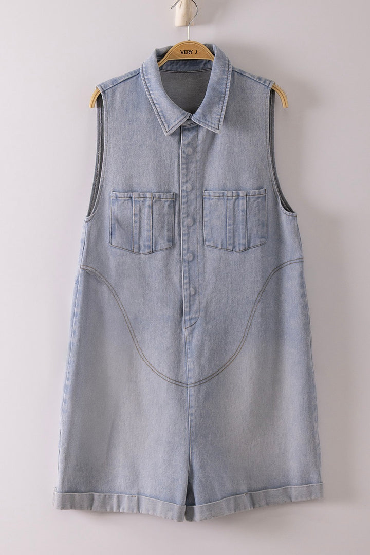 Very J Casual Denim Romper