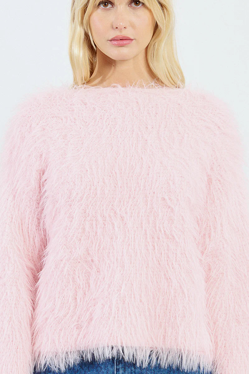 Molly Bracken Cropped Textured Knit Sweater