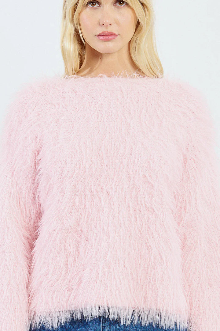 Molly Bracken Cropped Textured Knit Sweater