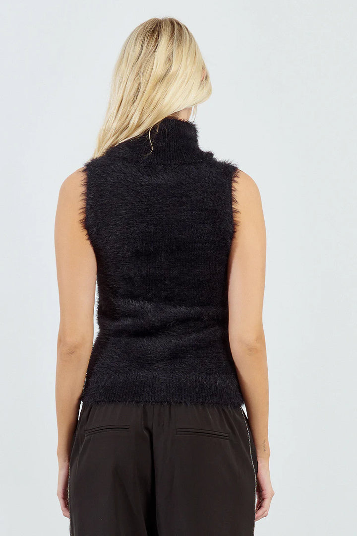 Molly Bracken Textured Sleeveless Mock Neck Sweater
