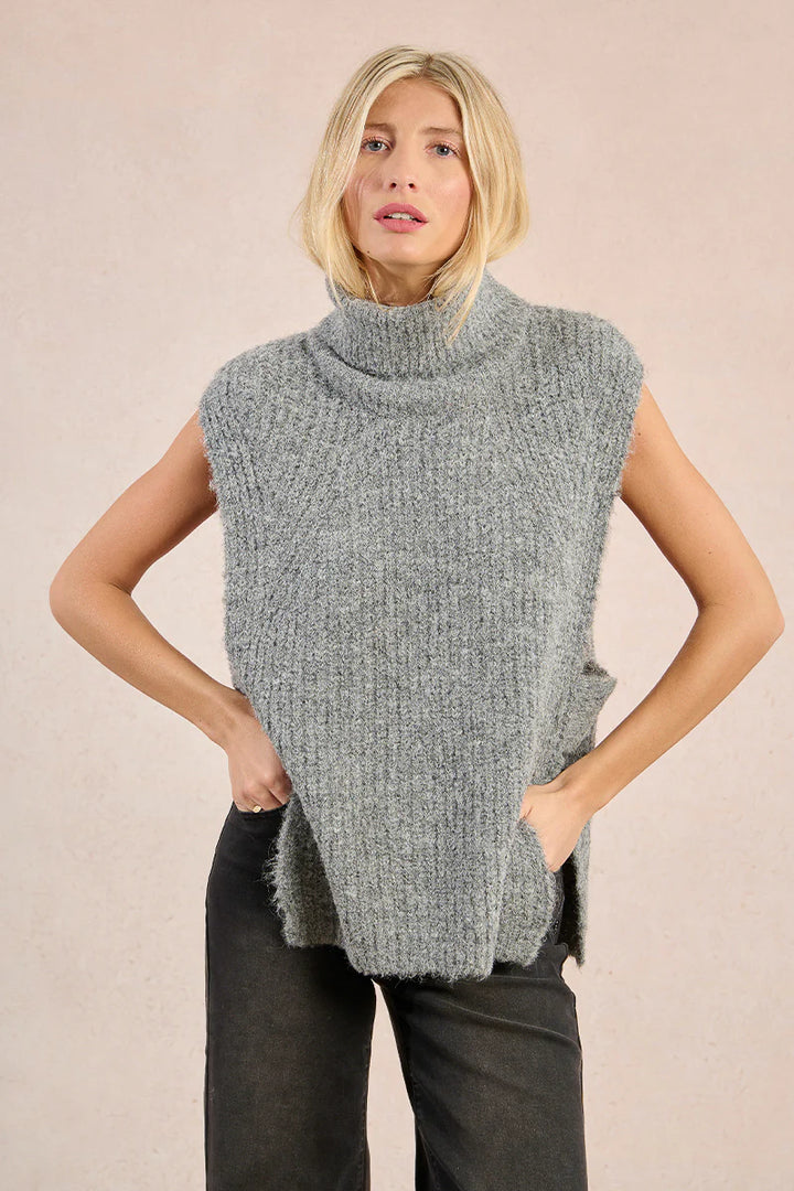 Molly Bracken Open Side Chunky Knit Sleeveless Sweater