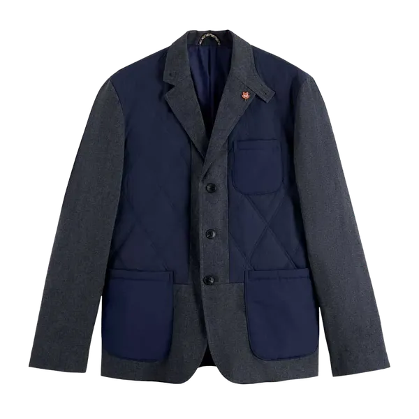 Scotch & Soda Colorblock Lightly Padded Mixed Fabric Blazer Jacket