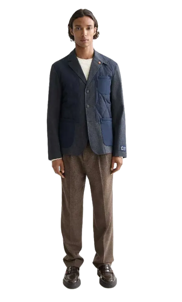 Scotch & Soda Colorblock Lightly Padded Mixed Fabric Blazer Jacket