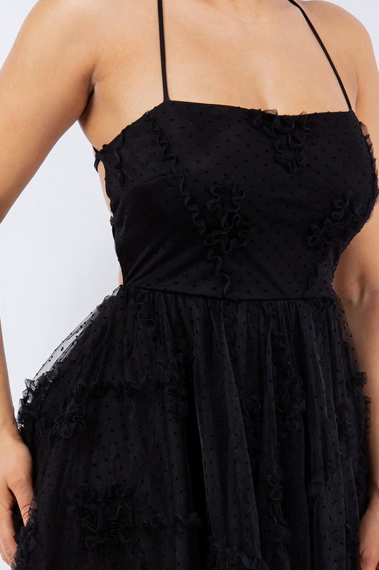 Lovesome Coquette Floral Lace Embroidery Flowy Mini Dress
