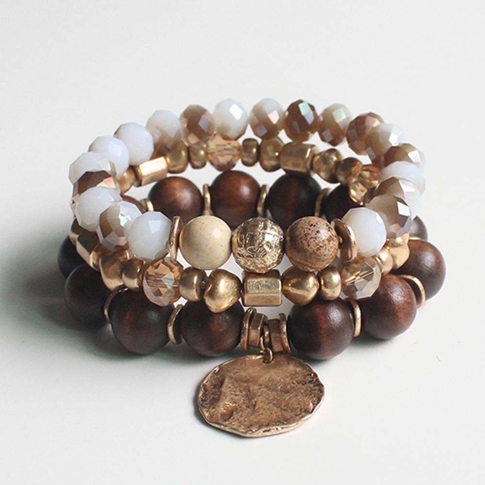 Joia Coin Beaded Stackable Bracelet Set