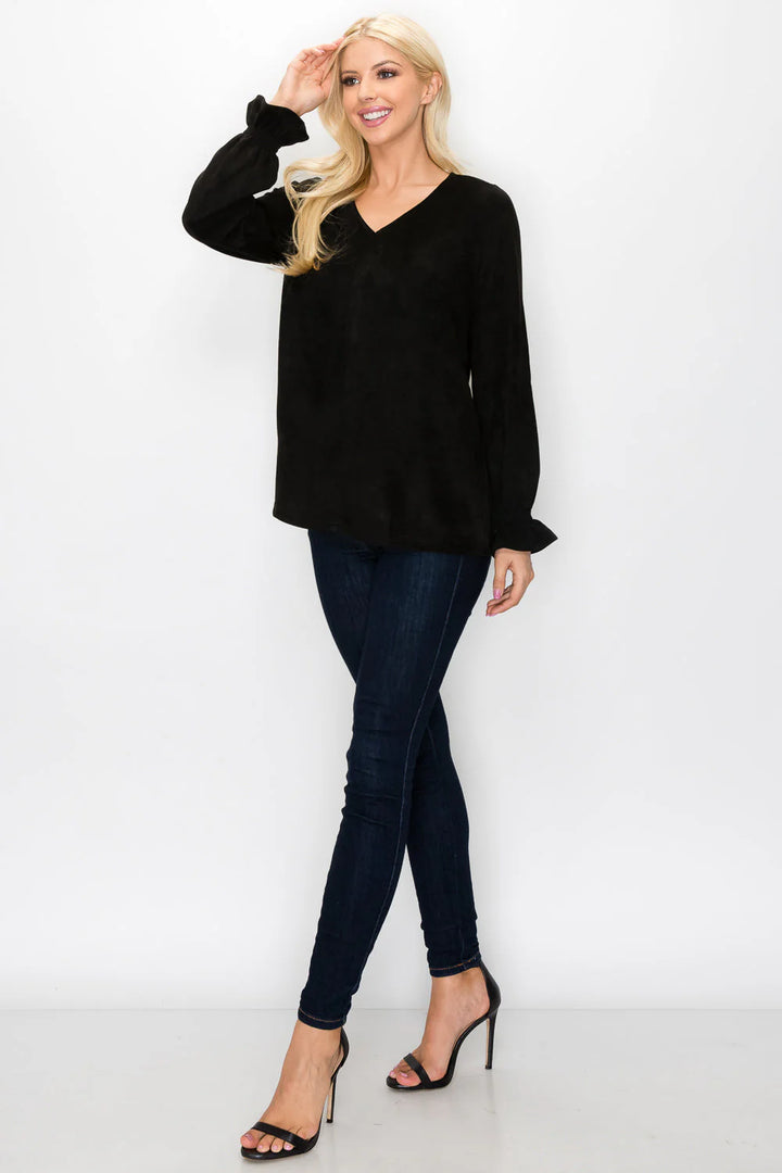 Joh Abigail Stretch Suede Top