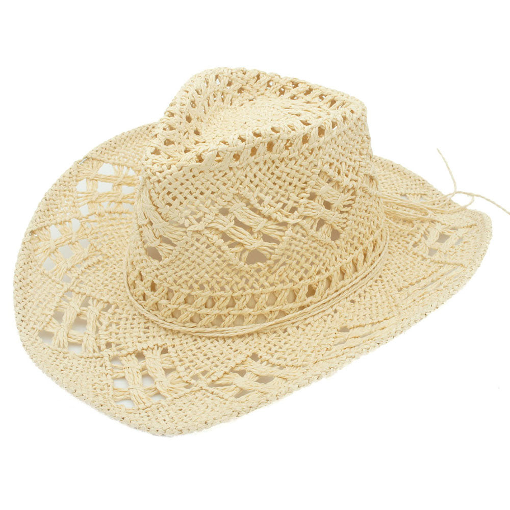 Joia Fashion Open Weave Straw Panama Cowboy Sun Hat