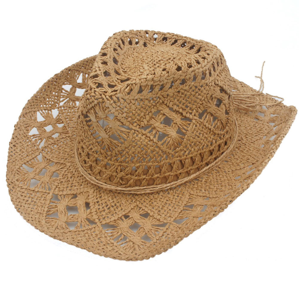 Joia Fashion Open Weave Straw Panama Cowboy Sun Hat
