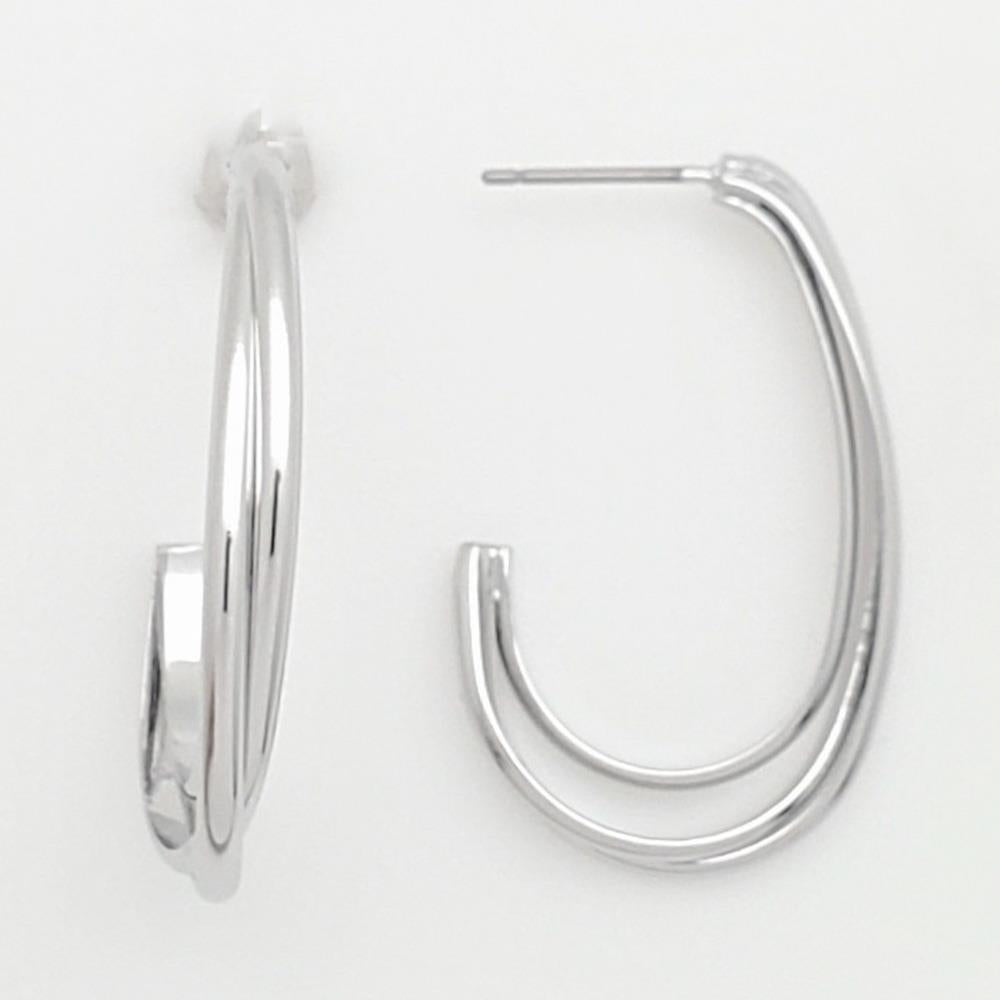 Joia Double Line Oval Open Hoop Earrings