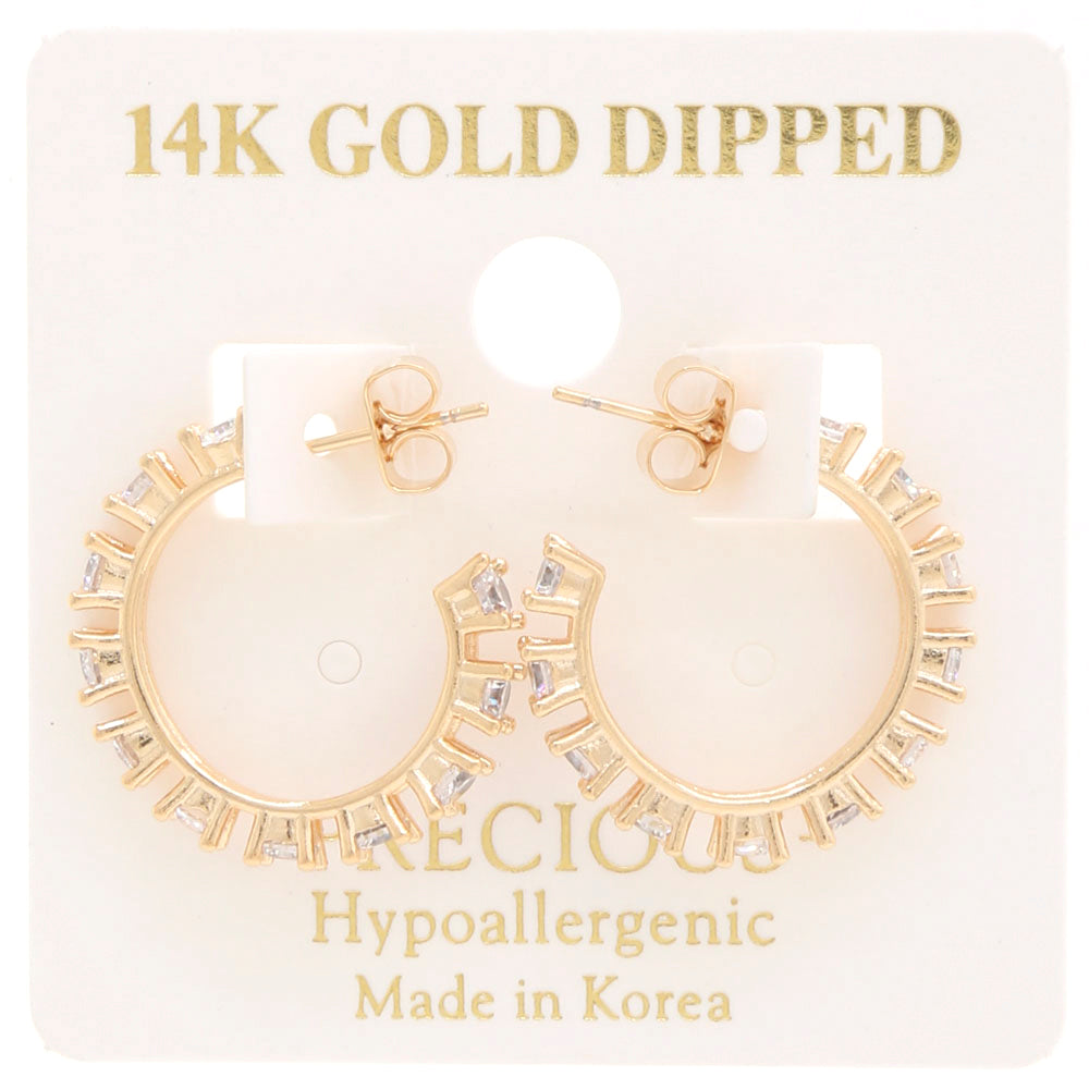 Joia 14K Gold Dipped CZ Hoop Earrings