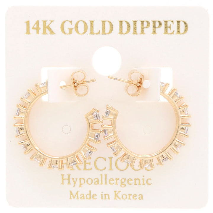 Joia 14K Gold Dipped CZ Hoop Earrings