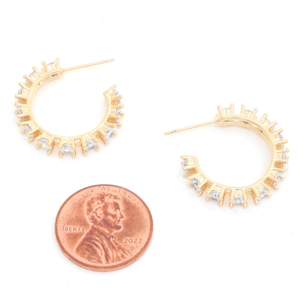 Joia 14K Gold Dipped CZ Hoop Earrings