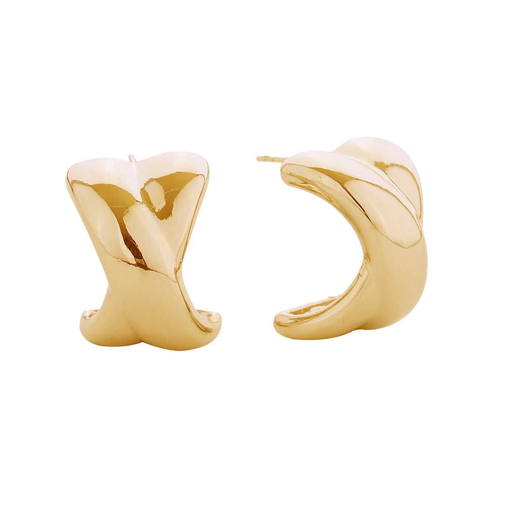 Joia Metal Gold DIpped Criss Cross Post Earrings