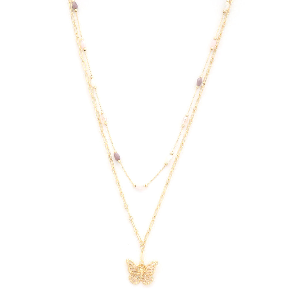 Joia Butterfly Charmed Beaded Layered Necklace