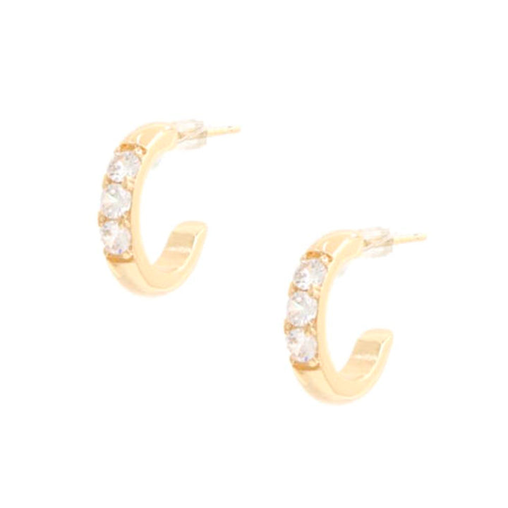 Joia 14K Gold Dipped CZ Hypoallergenic Hoop Earrings