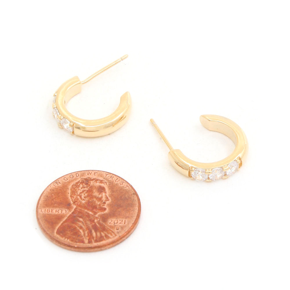 Joia 14K Gold Dipped CZ Hypoallergenic Hoop Earrings