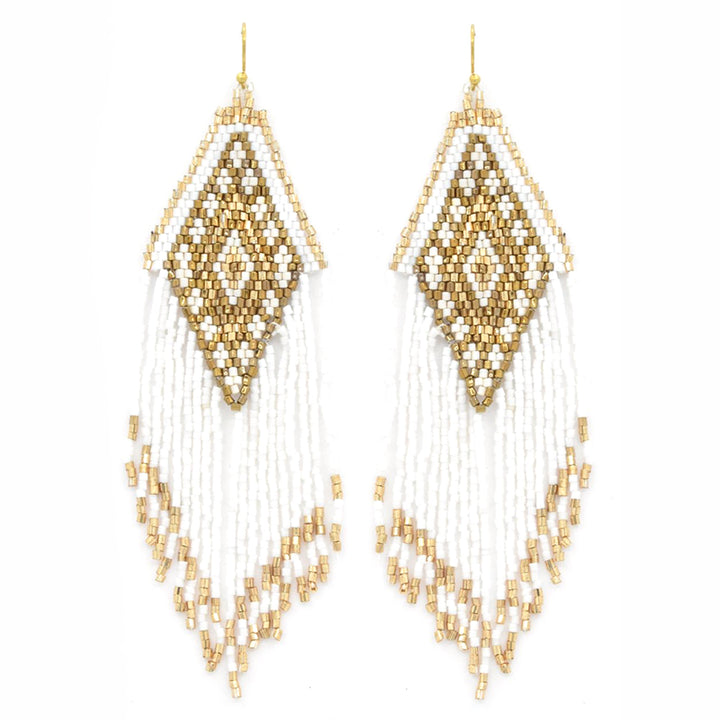 Joia Seed Bead Aztec Tassel Dangle Earrings