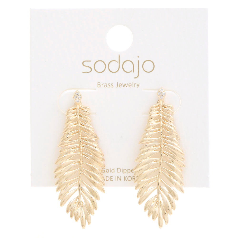 Sodajo Leaf Metal Gold Dipped Earrings