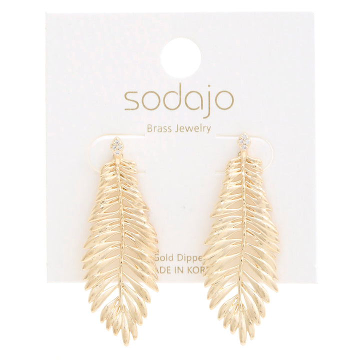 Sodajo Leaf Metal Gold Dipped Earrings