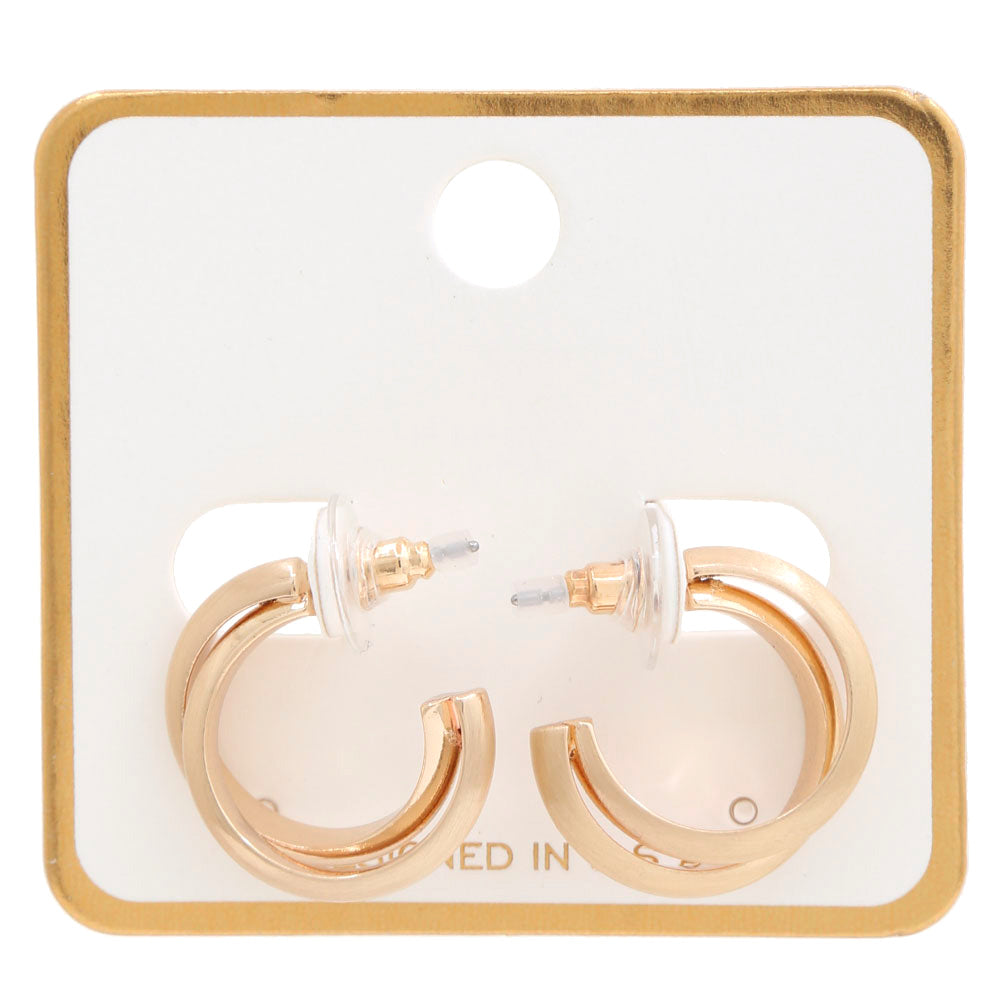 Joia Matte Gold Double Curve Hoop Earrings