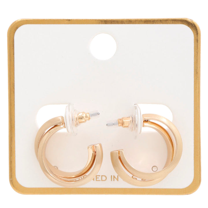 Joia Matte Gold Double Curve Hoop Earrings