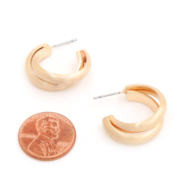 Joia Matte Gold Double Curve Hoop Earrings