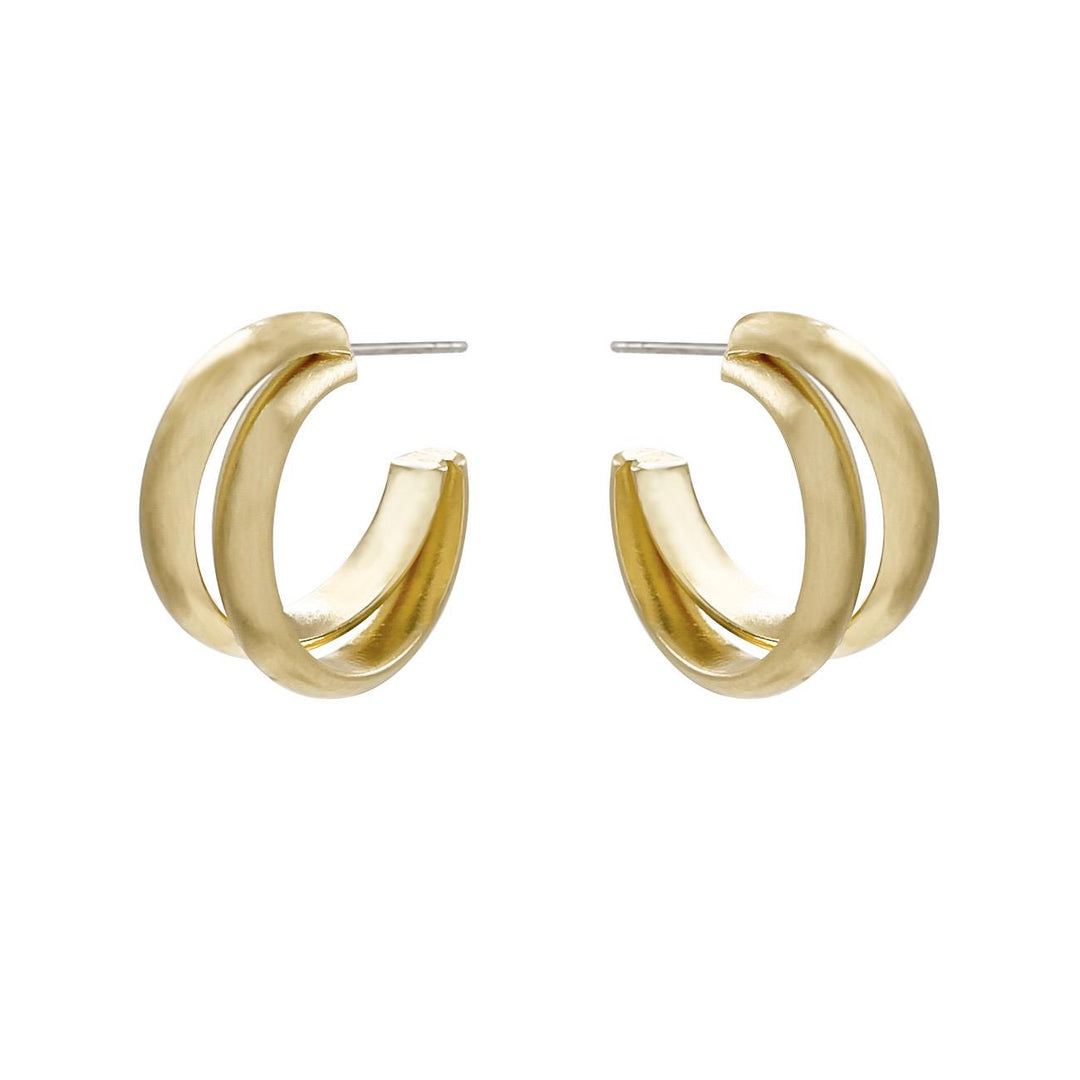 Joia Matte Gold Double Curve Hoop Earrings