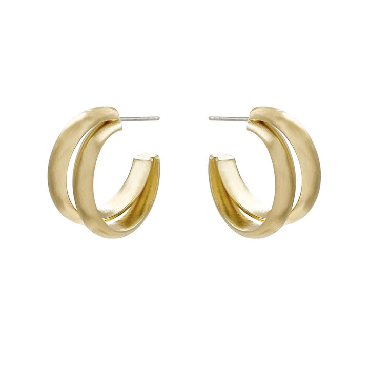 Joia Matte Gold Double Curve Hoop Earrings