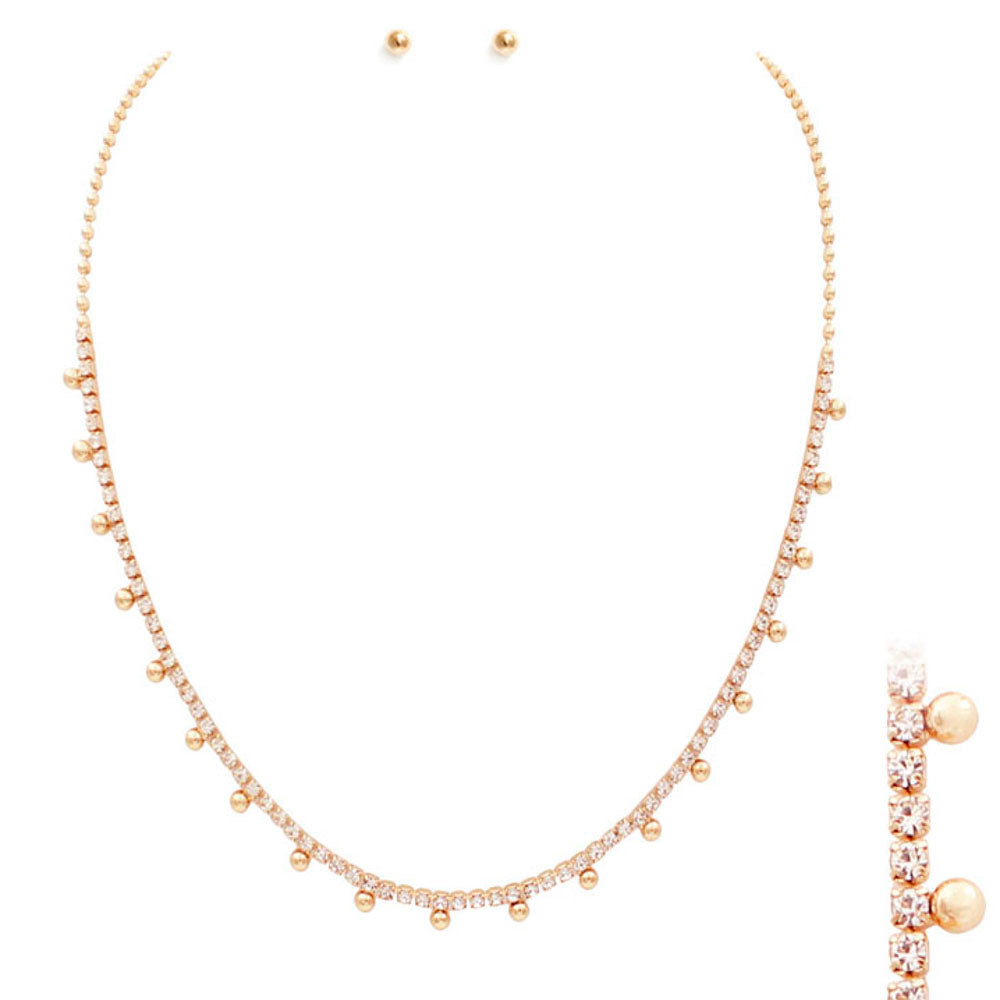 Joia Rhinestone Pearl Necklace and Earring Set