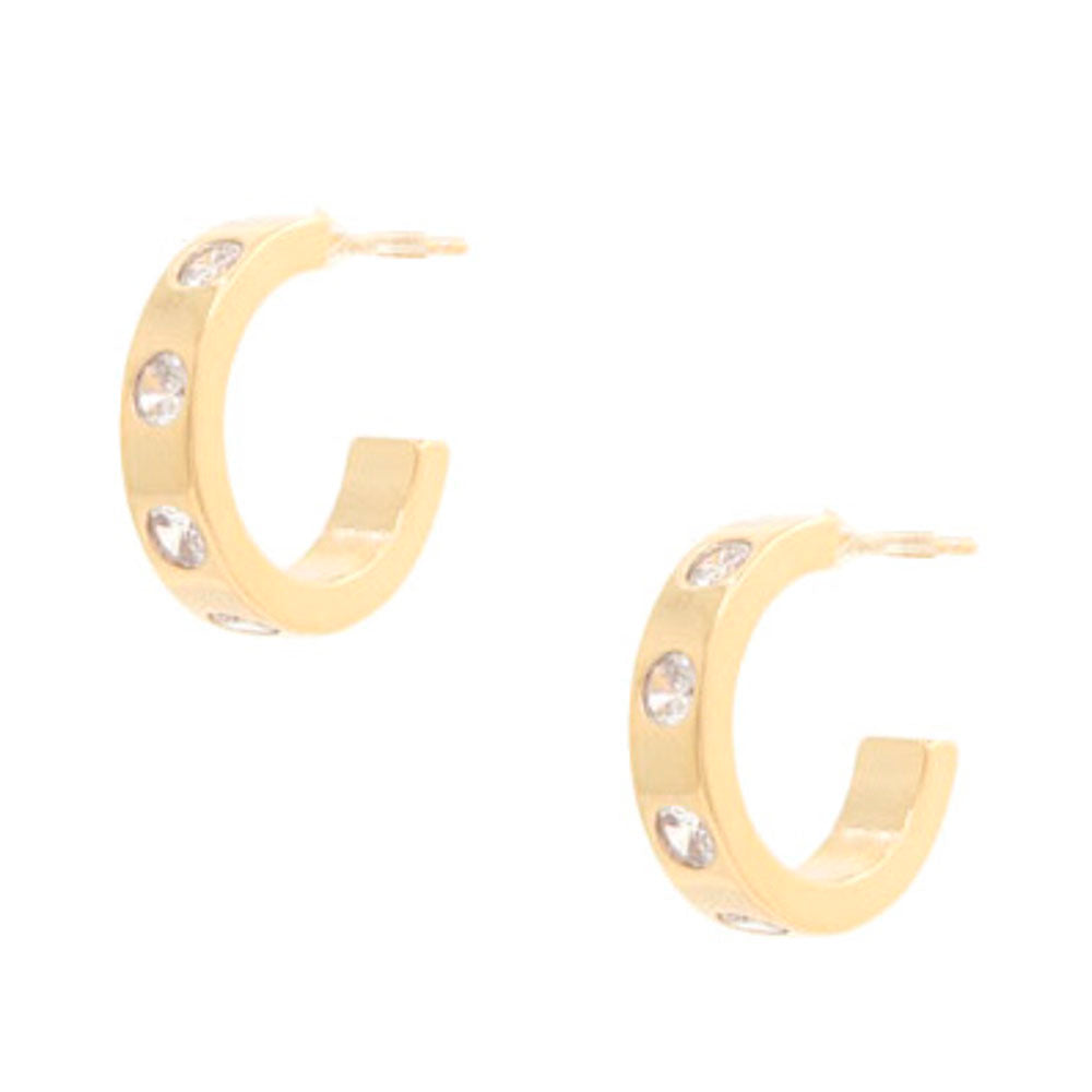 Joia 14K Gold Dipped Rhinestone Hoop Earrings