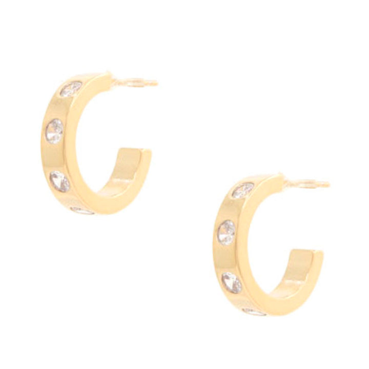 Joia 14K Gold Dipped Rhinestone Hoop Earrings