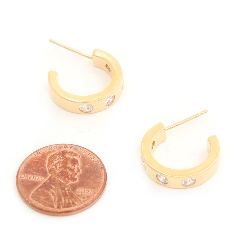 Joia 14K Gold Dipped Rhinestone Hoop Earrings