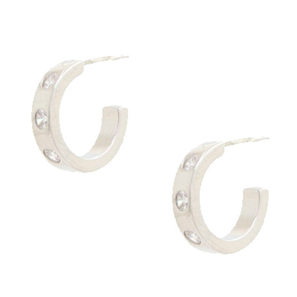 Joia 14K Gold Dipped Rhinestone Hoop Earrings