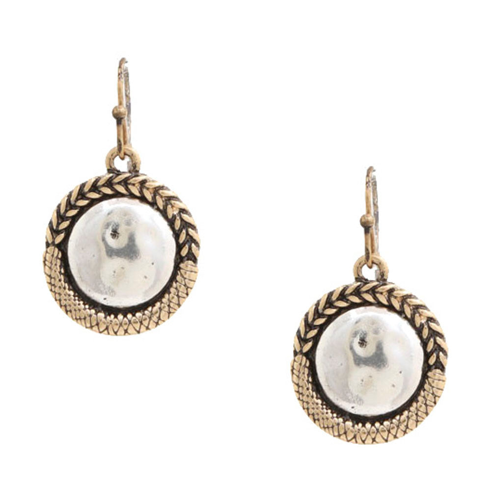 Joia Two Tone Round Metal Earrings