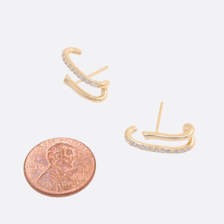 Joia Sodajo Curve Bar CZ Gold Dipped Earrings