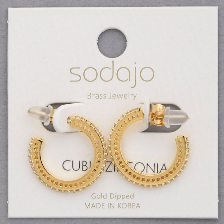 Joia Sodajo CZ Edge Open Hoop Earrings