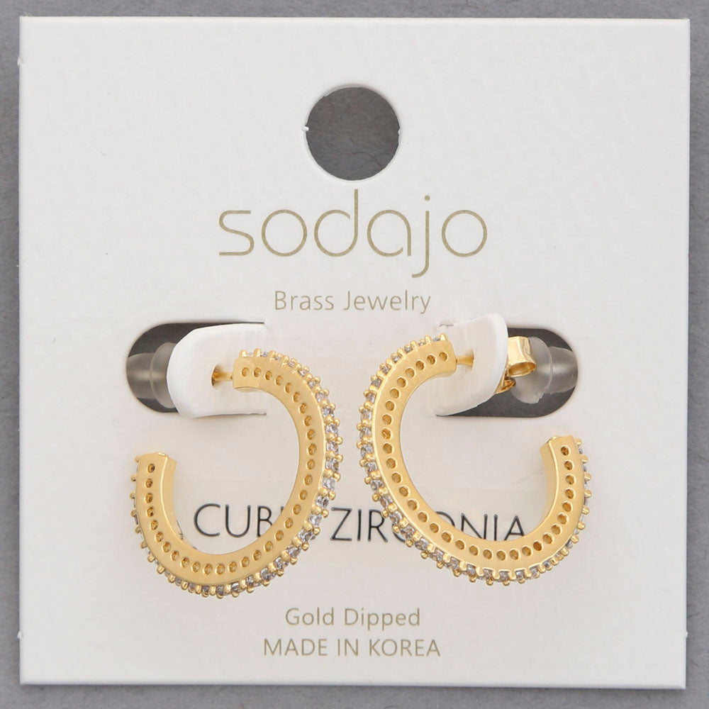 Joia Sodajo CZ Edge Open Hoop Earrings
