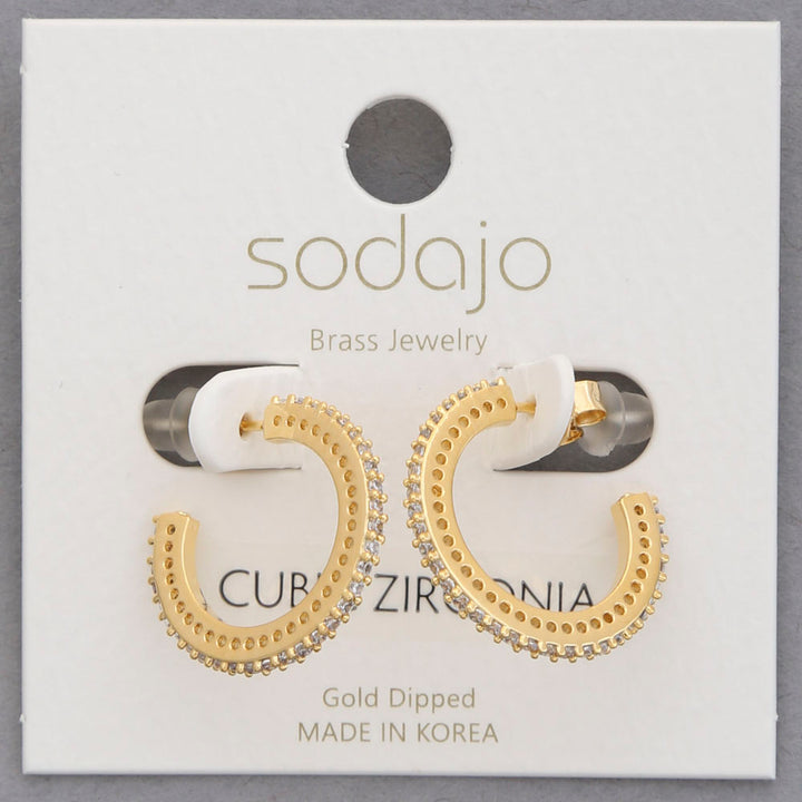 Joia Sodajo CZ Edge Open Hoop Earrings